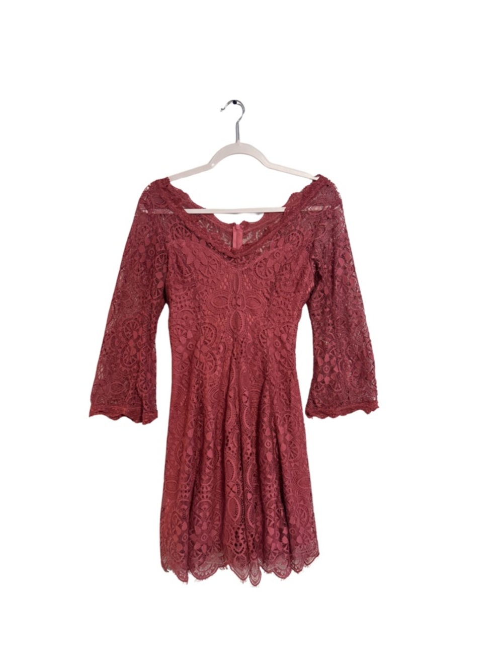 Ryan Michelle Lace Fit-and-Flare Dress in Rosewood